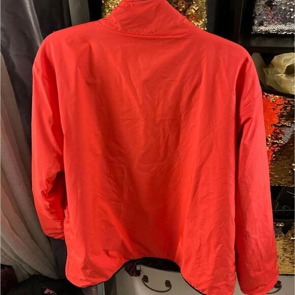 VS PINK teddy leopard zip up reversible jacket neon /animal print LARGE - Picture 9 of 9